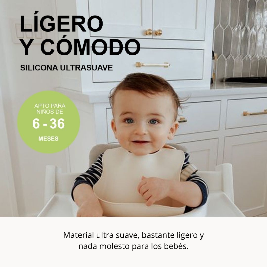 👶🏻Kit Babero+Plato+Bowl+Cuchara de silicona para bebés💛